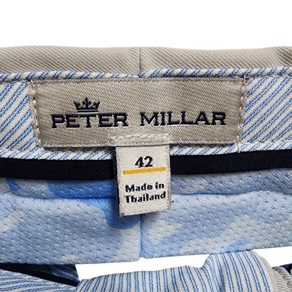 Peter Millar Crown Shorts Mens 42 Gray Chino Flat Front Golf Performance Preppy - Picture 3 of 9